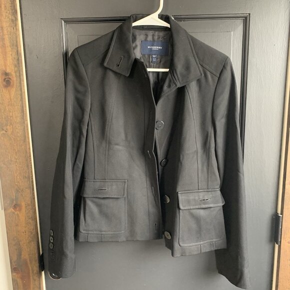 Burberry London 100% Wool Single Breasted Jacket Black Size 8 Black - Picture 4 of 14